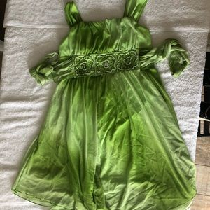 Green sparkle dress.